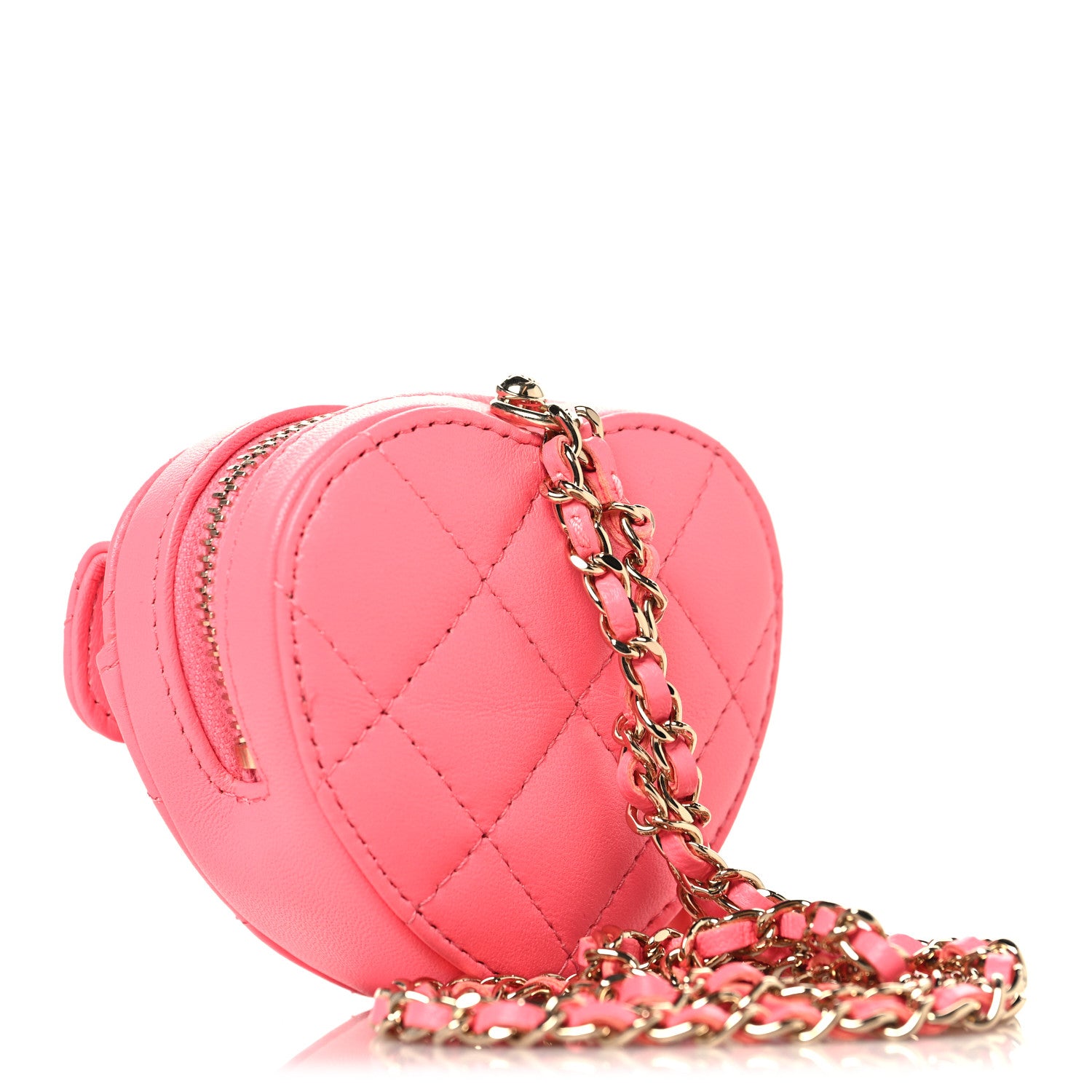 Chanel Lambskin Quilted CC In Love Heart Coin Purse With Chain  Pink 2 of 9