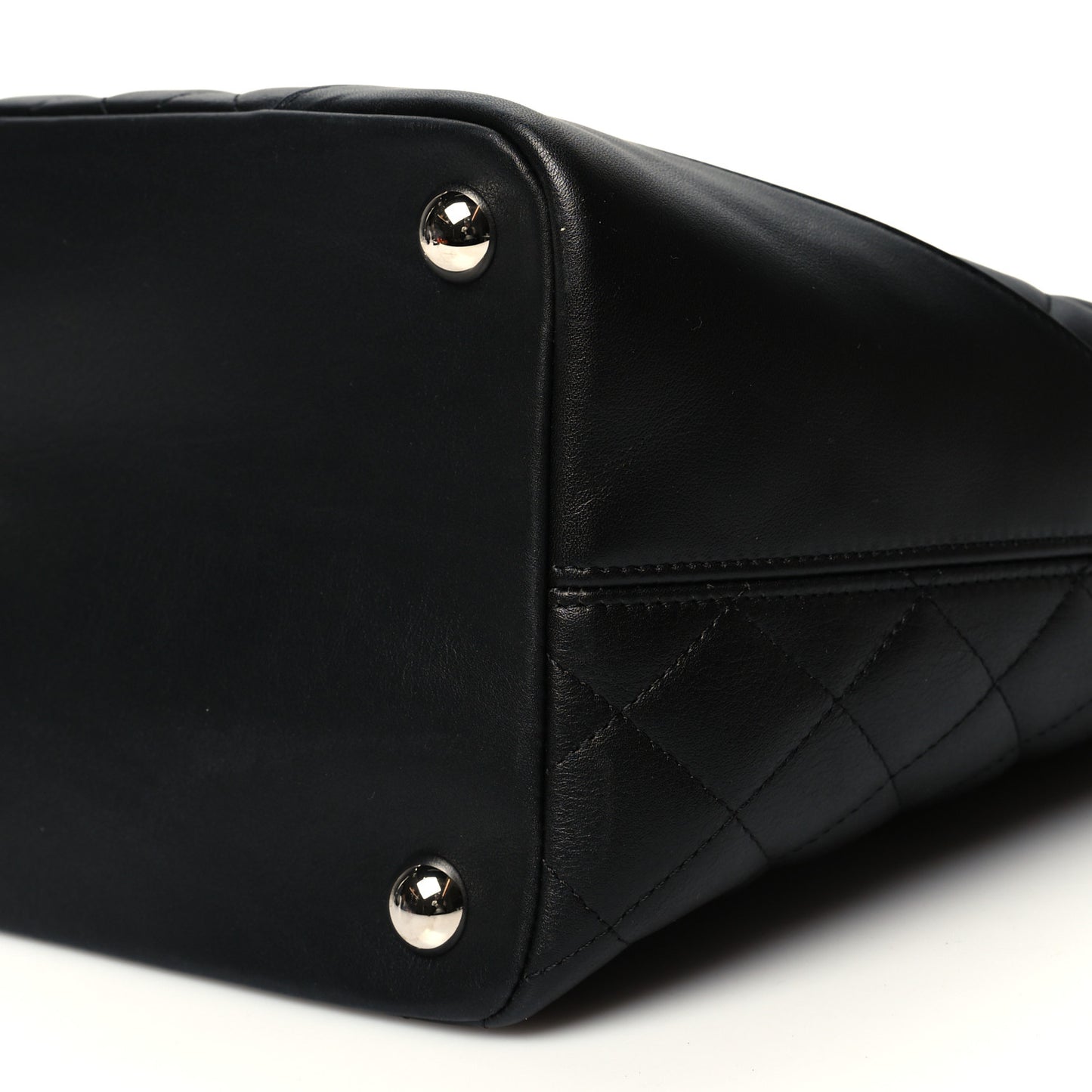 Calfskin Quilted Large Cambon Tote Black