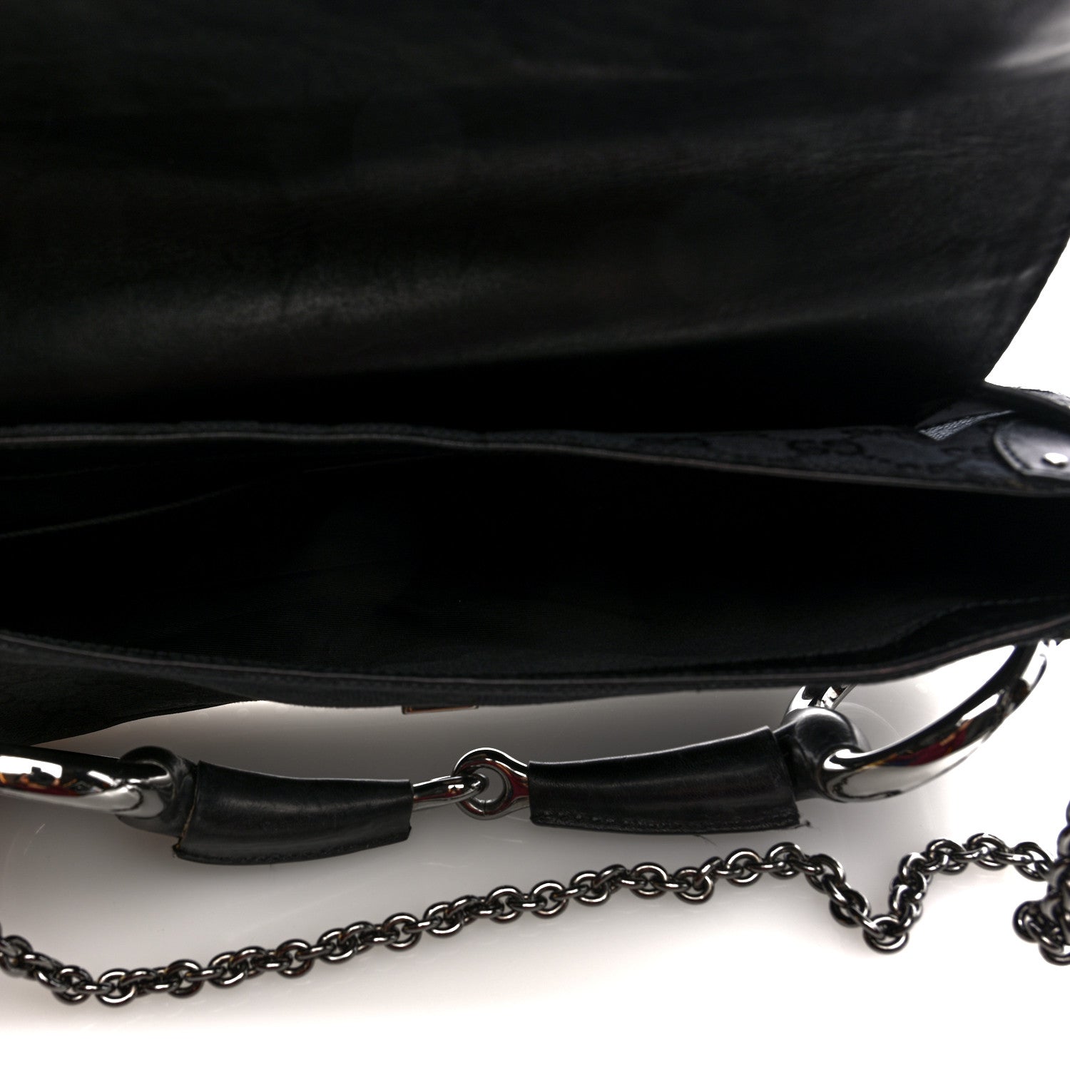 Gucci Monogram Studded Horsebit Clutch Black 5 of 10