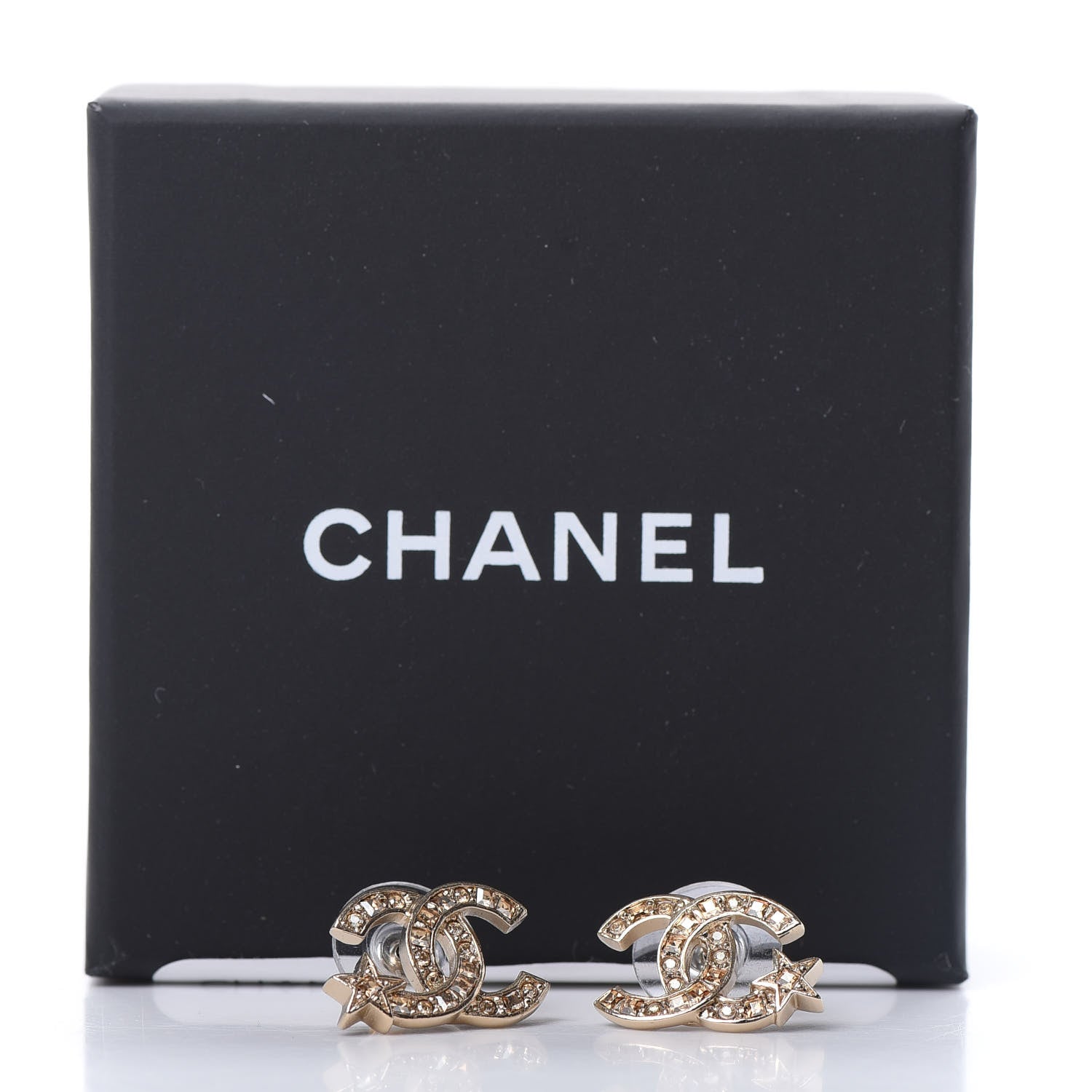 Chanel Crystal CC Starfall Earrings Gold 5 of 5