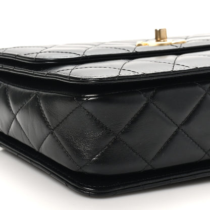 Chanel Shiny Calfskin Quilted Small Metal Chain Top Handle Flap Black 9 of 10