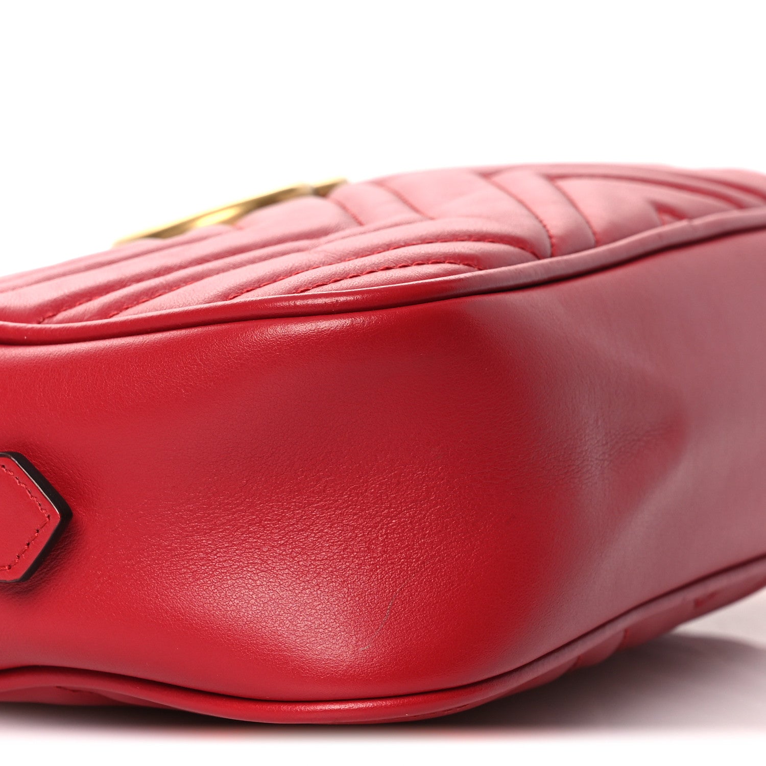 Gucci Calfskin Matelasse Small GG Marmont Chain Shoulder Bag Hibiscus Red 9 of 11