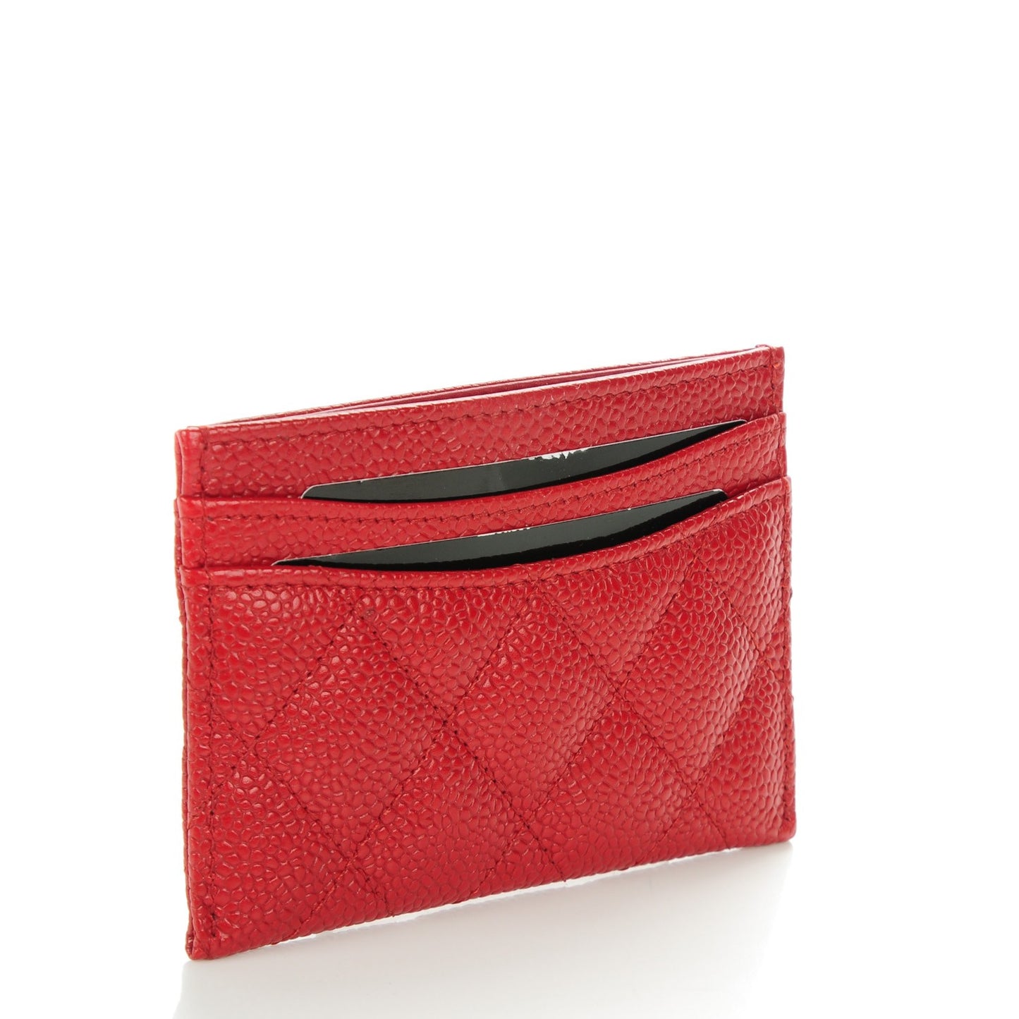 Caviar Quilted Card Holder Red