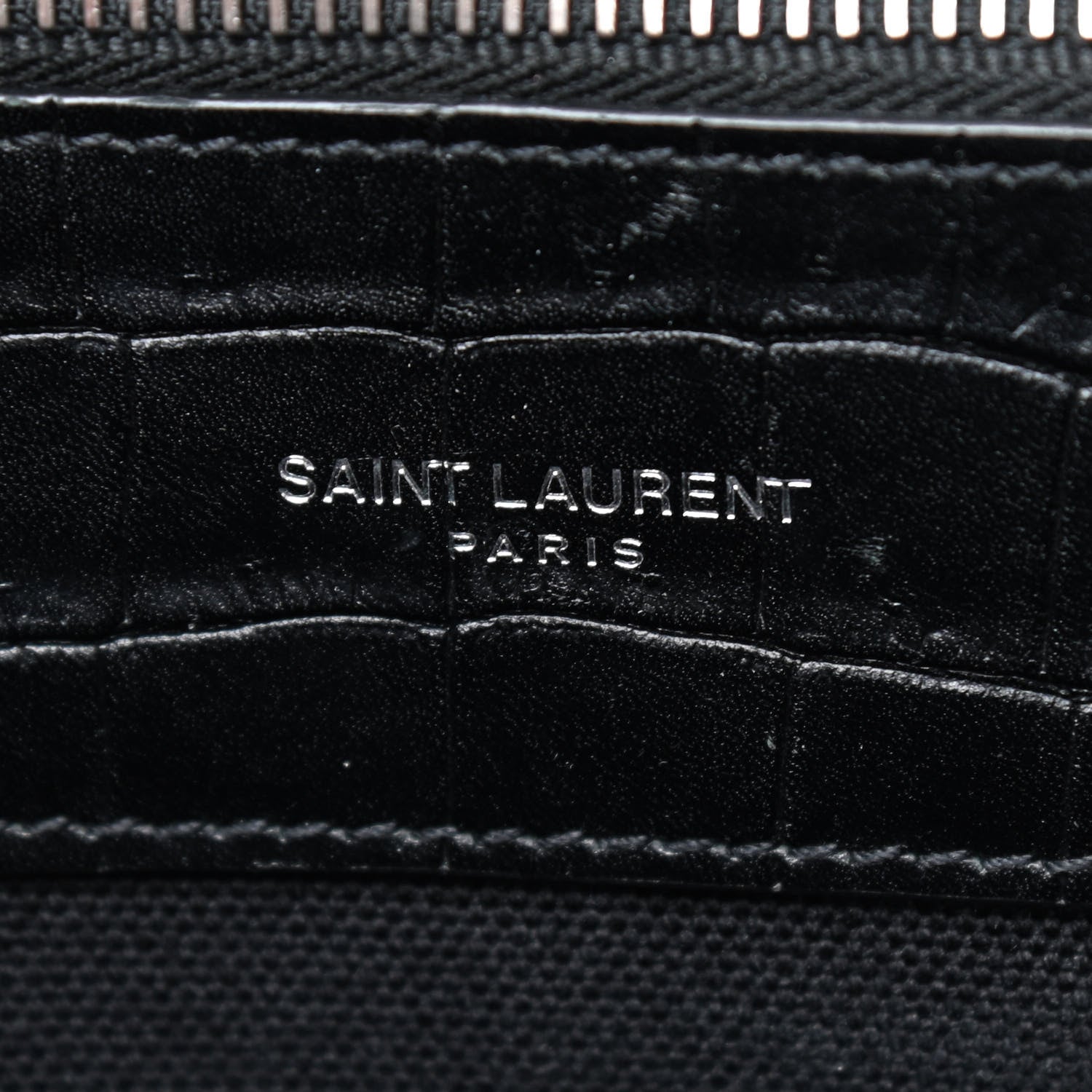 Saint Laurent Calfskin Crocodile Embossed Small Supple Sac de Jour Black 8 of 8