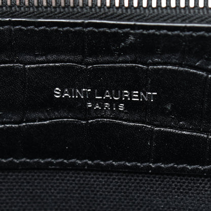 Saint Laurent Calfskin Crocodile Embossed Small Supple Sac de Jour Black 8 of 8