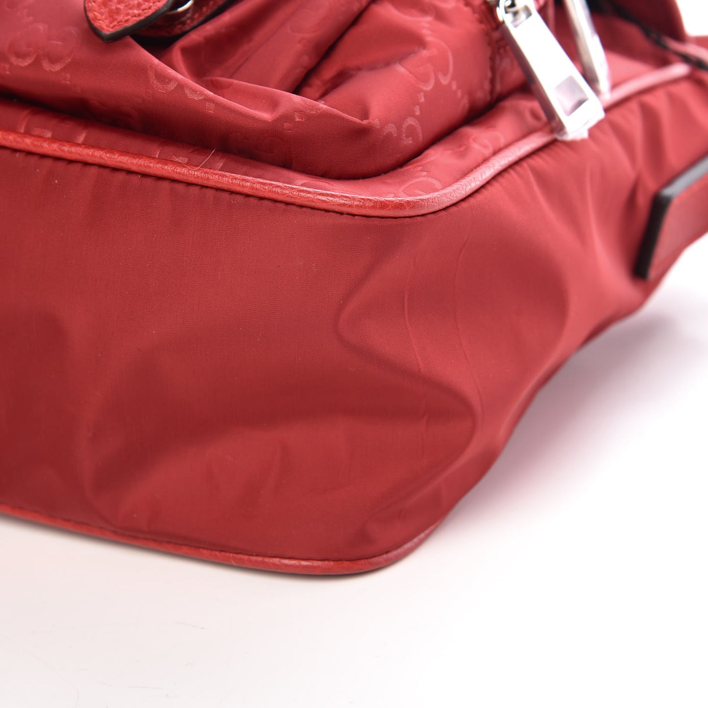 Nylon Monogram Double Buckle Flap Messenger Bag Vibrant Red
