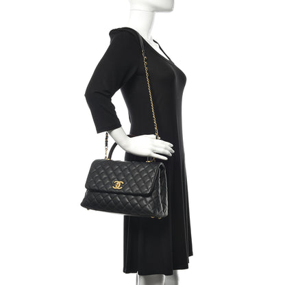 Chanel Caviar Lizard Embossed Quilted Small Coco Handle Flap Black 2 of 11