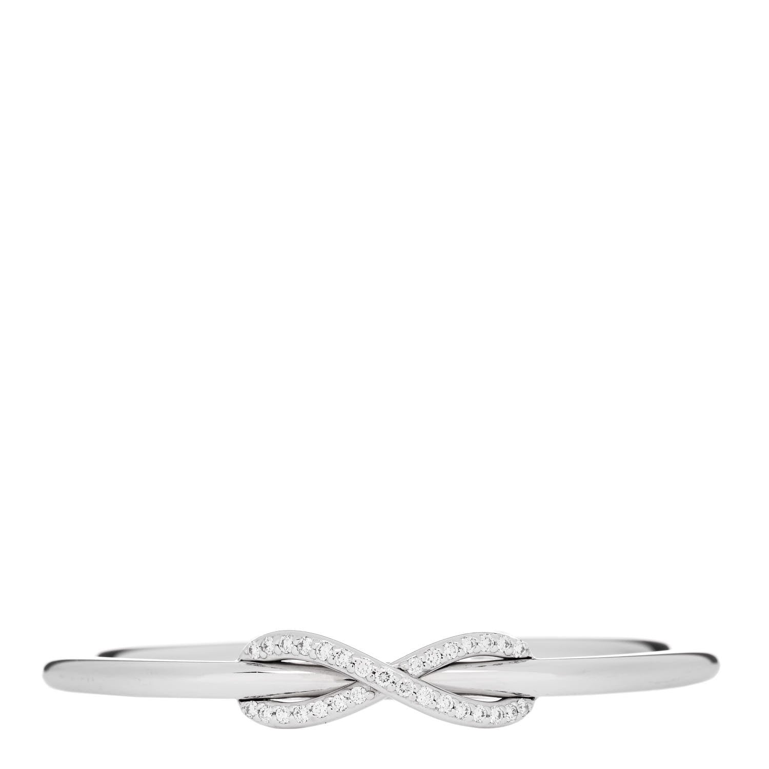 Tiffany 18K White Gold Diamond Infinity Cuff Bracelet 1 of 3