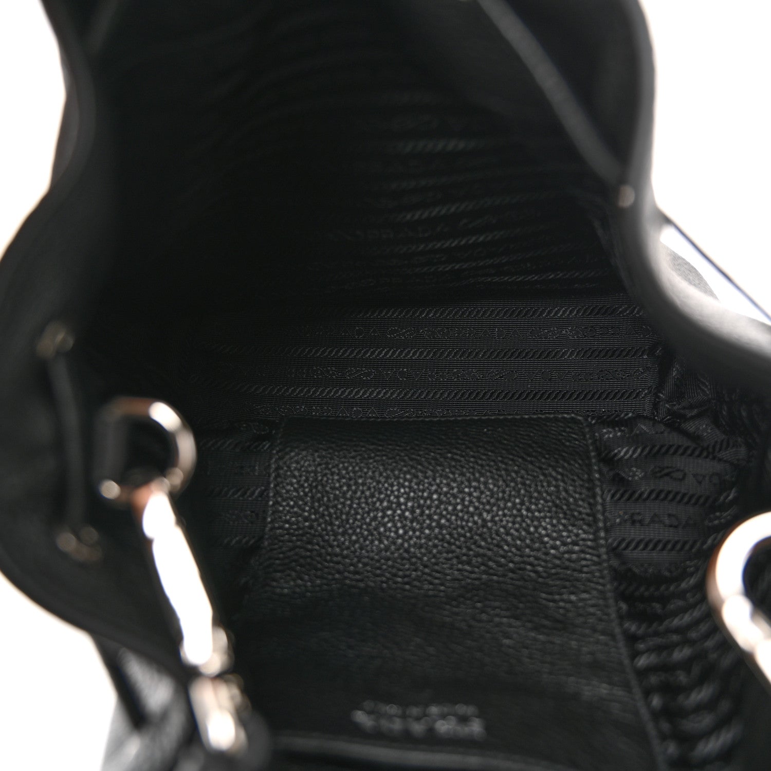 Prada Vitello Daino Soft Drawstring Bucket Bag Black 5 of 9