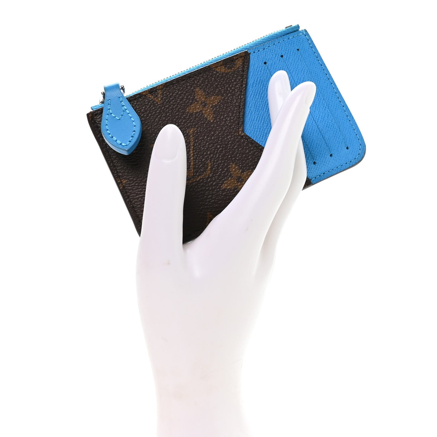 Monogram Zipped Romy Card Holder Gaston Blue