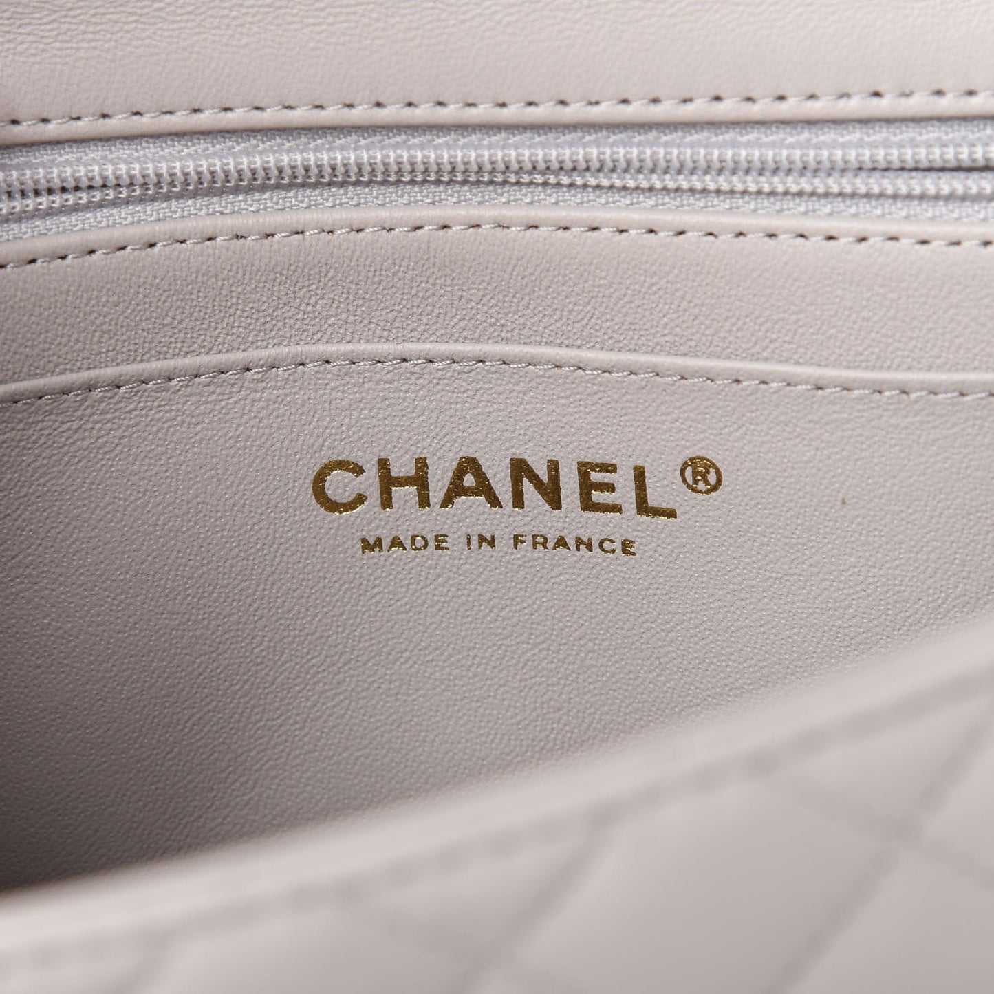 Lambskin Quilted Mini Top Handle Rectangular Flap Grey