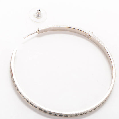 Chanel Crystal CC Hoop Earrings Grey Silver 3 of 5