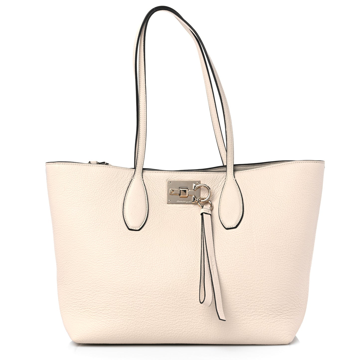Grained Calfskin Studio Tote Cream