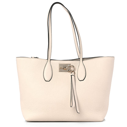 Salvatore Ferragamo Grained Calfskin Studio Tote Cream 3 of 10