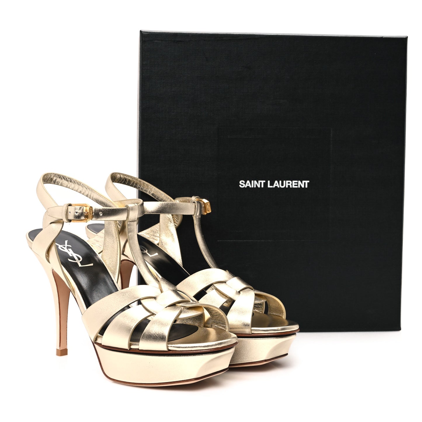 Metallic Nappa Tribute 75 Platform Sandals 38 Platino