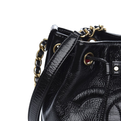 Chanel Shiny Aged Calfskin CC Chain Mini Drawstring Bag Black 13 of 13