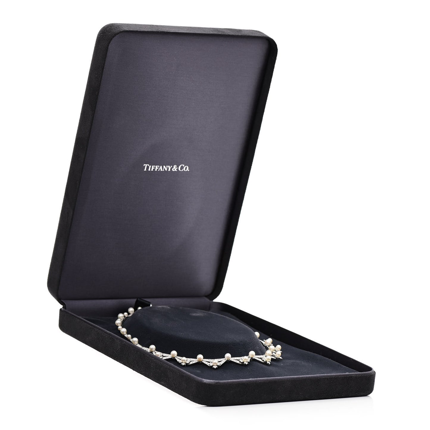 Platinum Diamond Akoya Pearl Floret Necklace