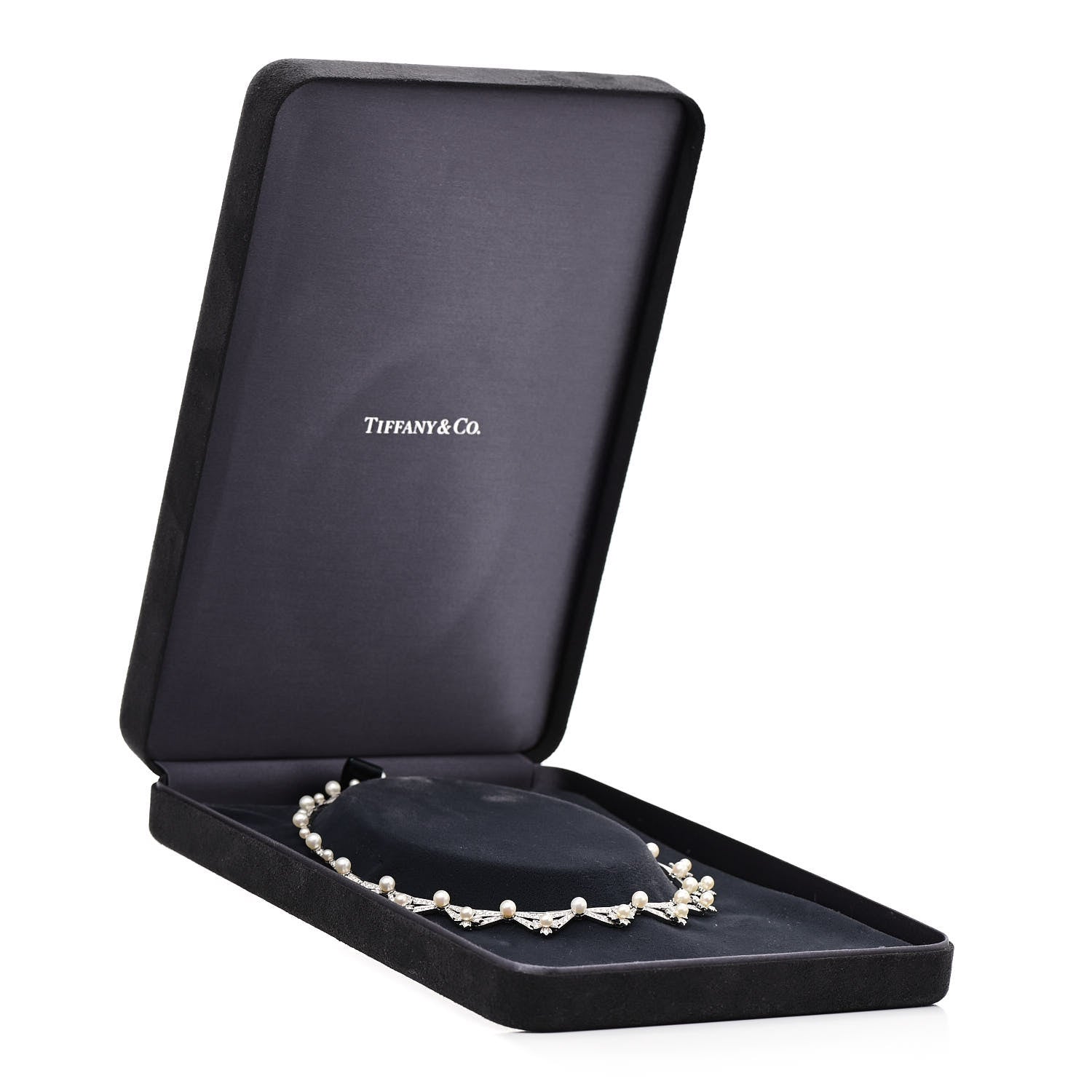 Tiffany Platinum Diamond Akoya Pearl Floret Necklace 5 of 5