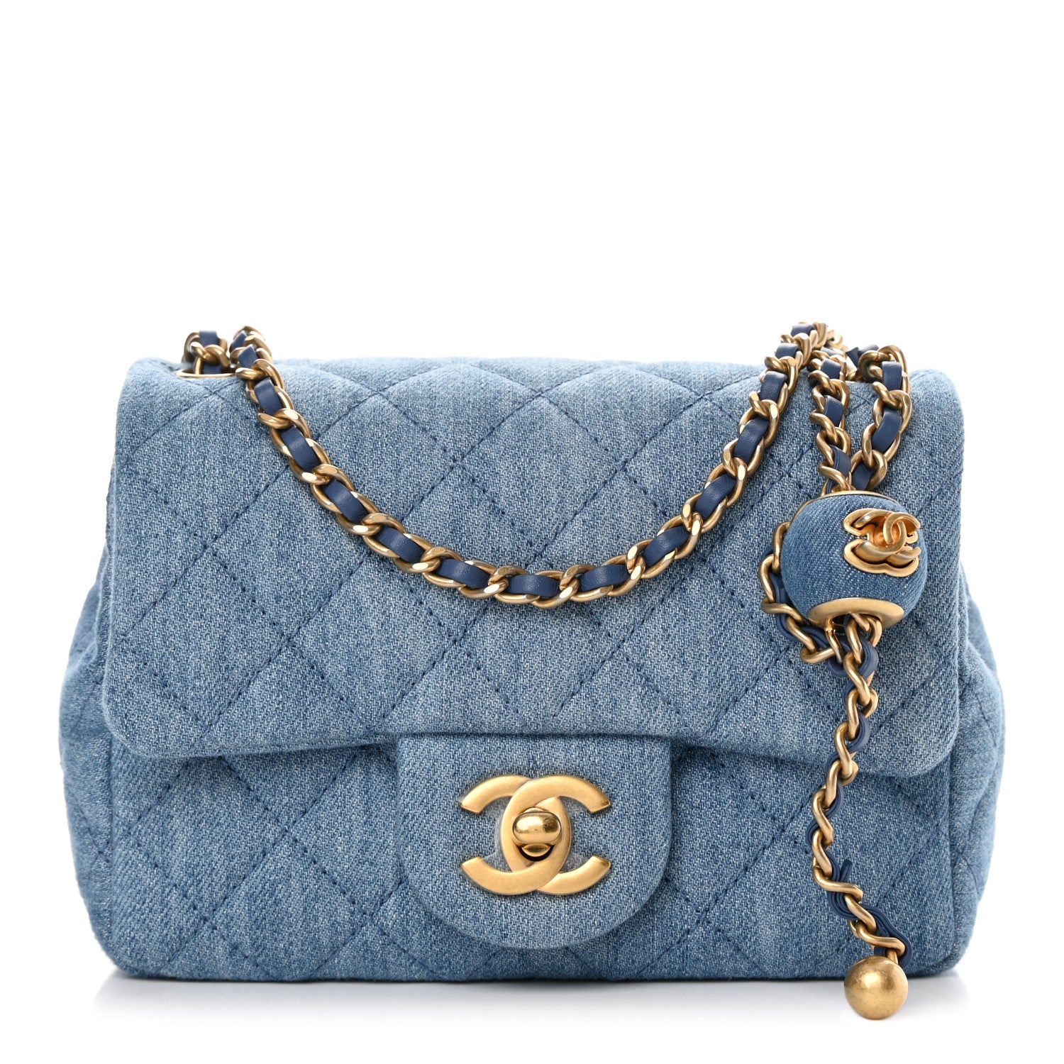 Chanel Denim Quilted Mini Pearl Crush Flap Blue 1 of 11