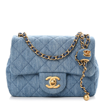 Chanel Denim Quilted Mini Pearl Crush Flap Blue 1 of 11
