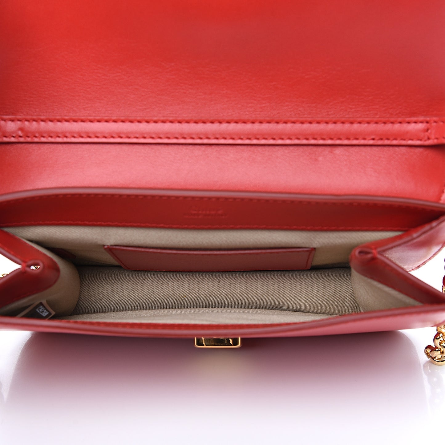 Calfskin Suede C Clutch With Chain Plaid Red