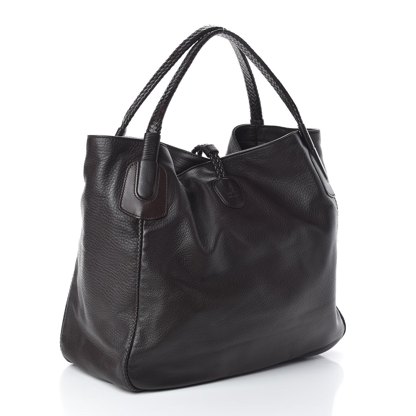 Deerskin Large Hip Bamboo Shoulder Bag Dark Cocoa