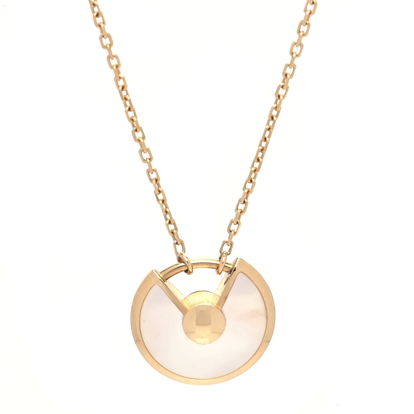 18K Yellow Gold Diamond Mother of Pearl XS Amulette de Cartier Pendant Necklace