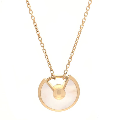 Cartier 18K Yellow Gold Diamond Mother of Pearl XS Amulette de Cartier Pendant Necklace 4 of 6