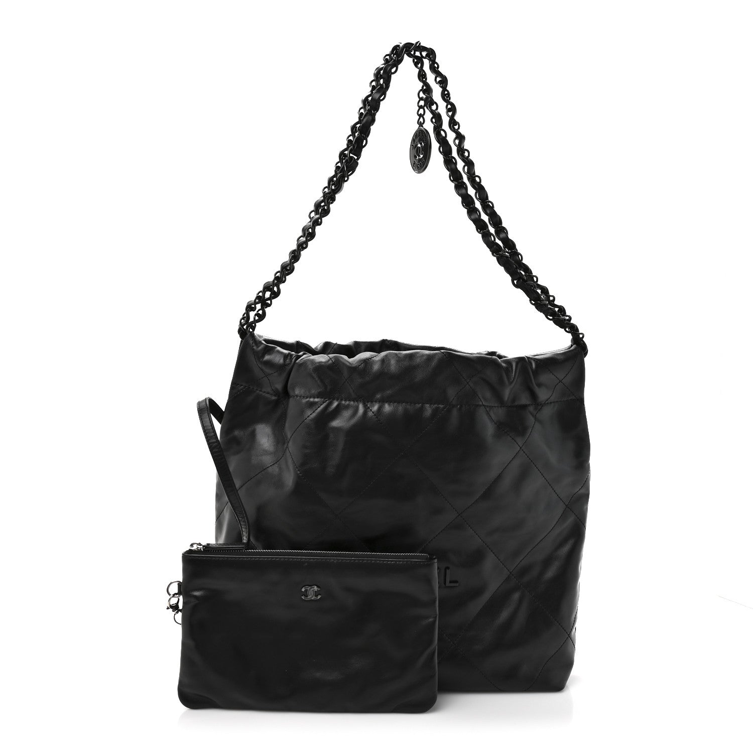 Chanel Shiny Calfskin Quilted Small Chanel 22 So Black 5 of 21