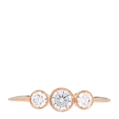 Tiffany 18K Rose Gold Diamond Three Stone Milgrain Ring 48 1 of 5