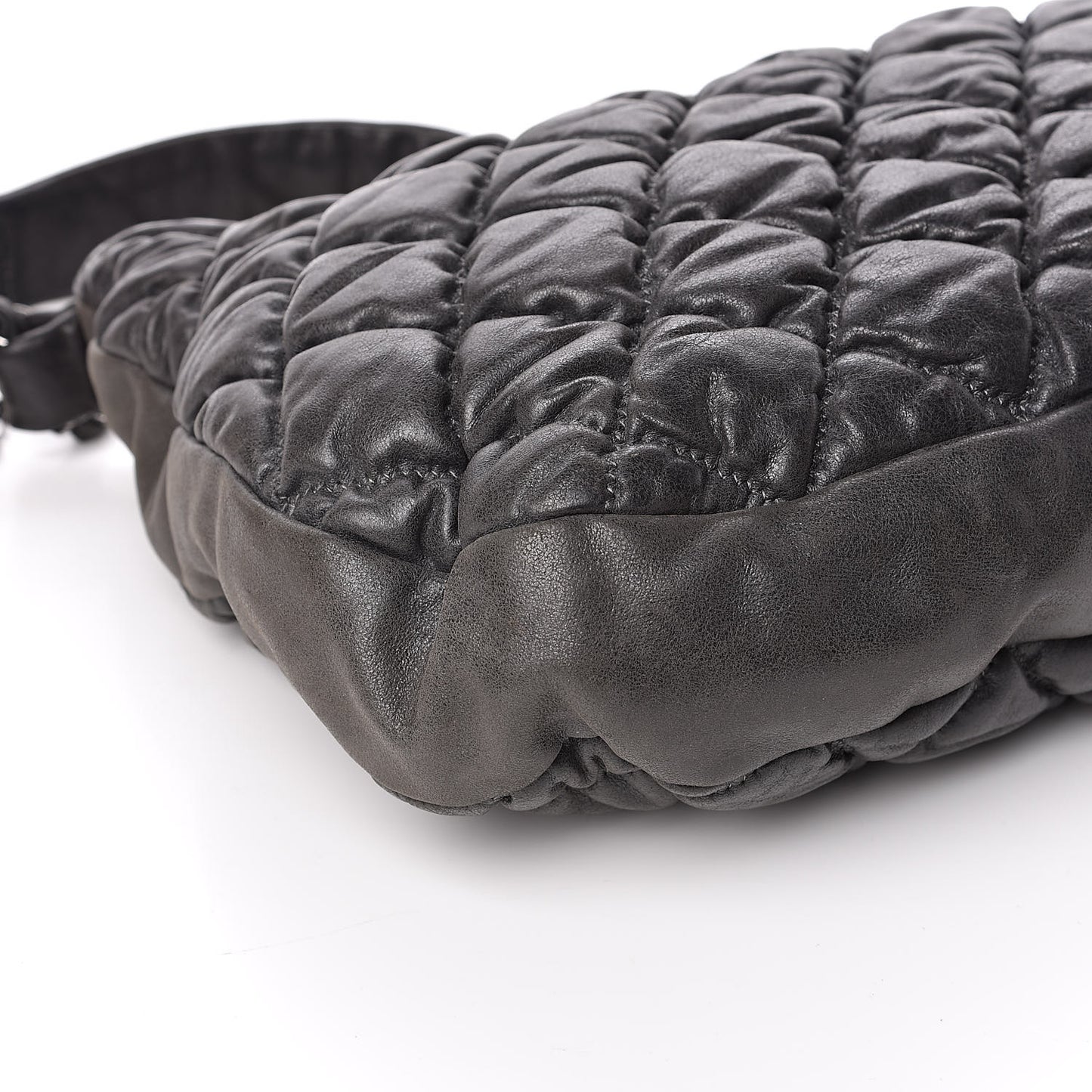 Iridescent Calfskin Bubble Quilt Hobo Grey