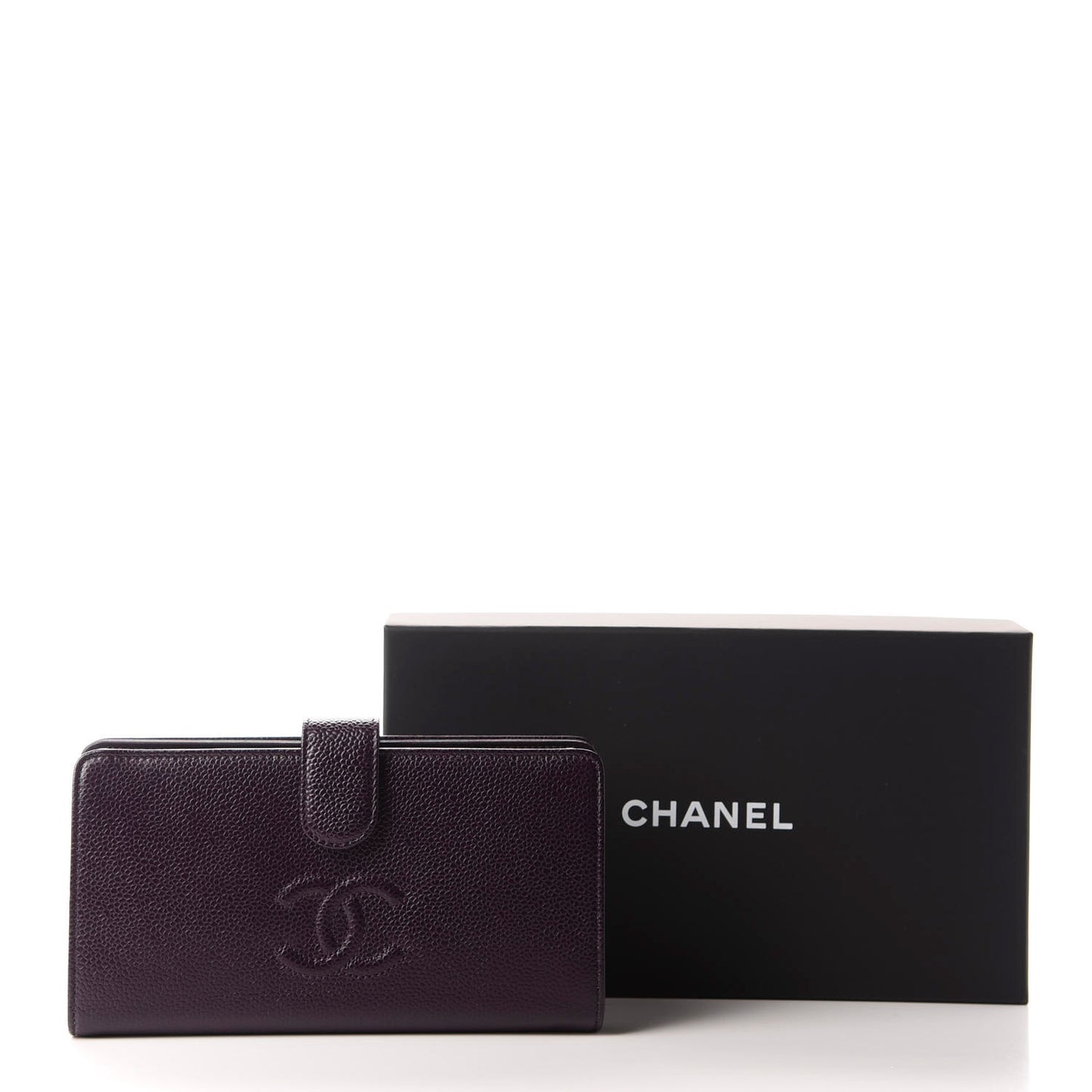 Caviar Timeless CC French Long Wallet Purple