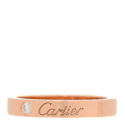 Cartier 18K Pink Gold Diamond 3mm C De Cartier Wedding Band Ring 50 5.25 1 of 5