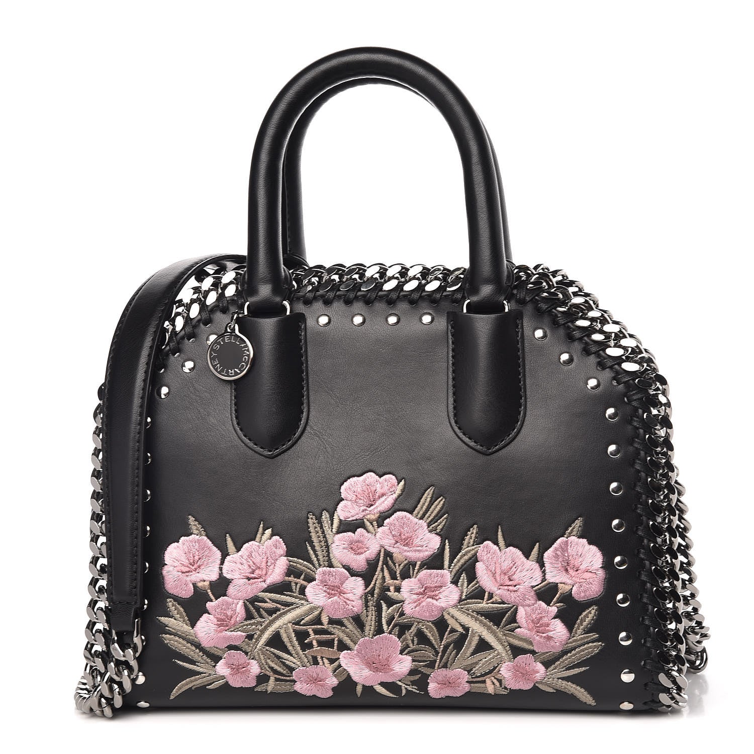 Stella McCartney Eco Alter Nappa Mini Falabella Box Floral Embellished Top Handle Bag Black 1 of 8