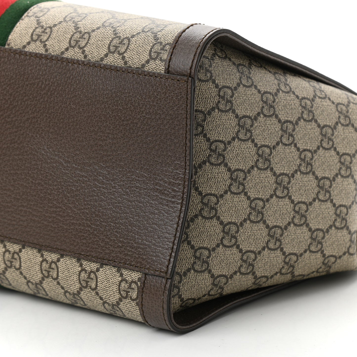 GG Supreme Monogram Web Medium Ophidia Tote Bag Brown