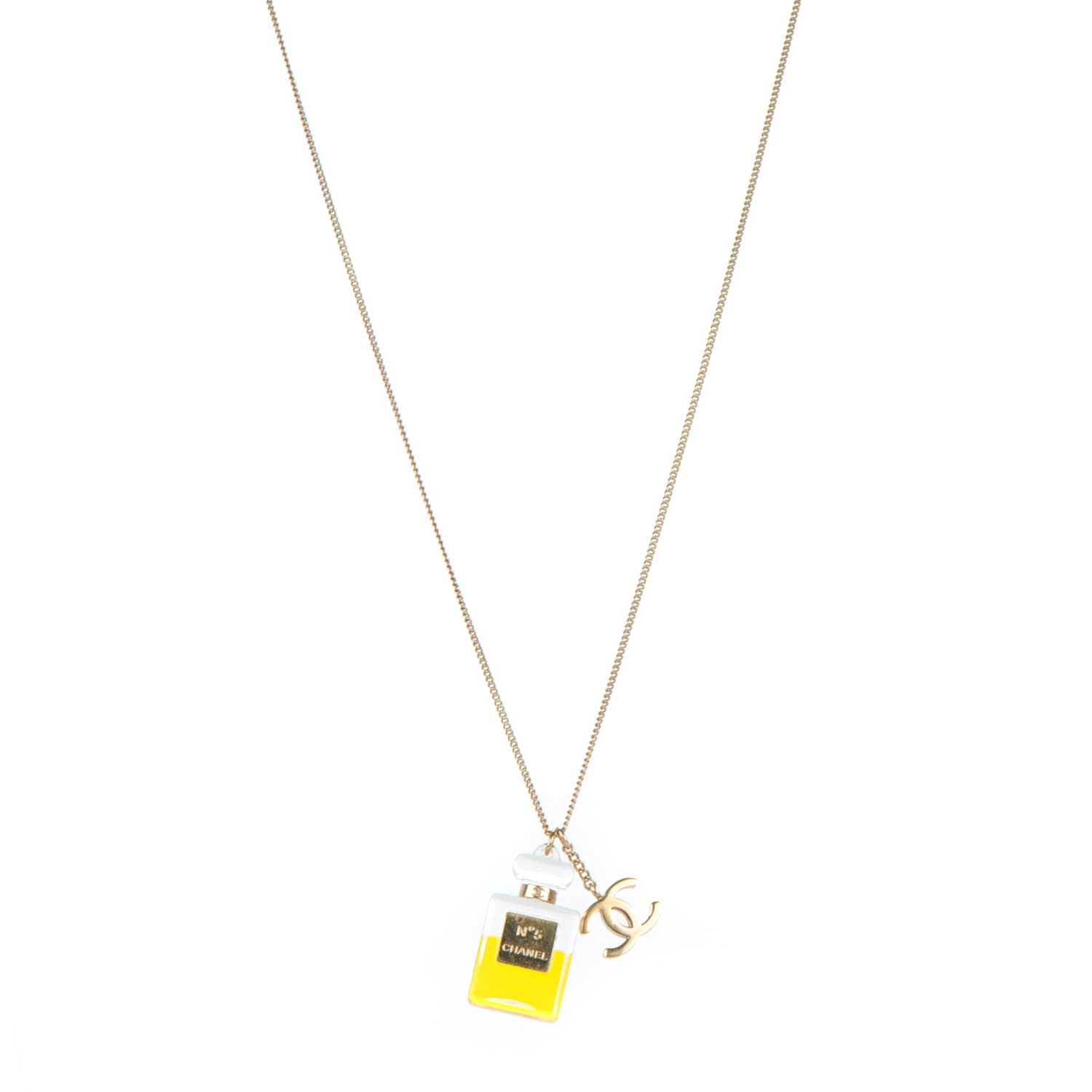 Chanel N°5 Perfume CC Necklace Gold 1 of 4