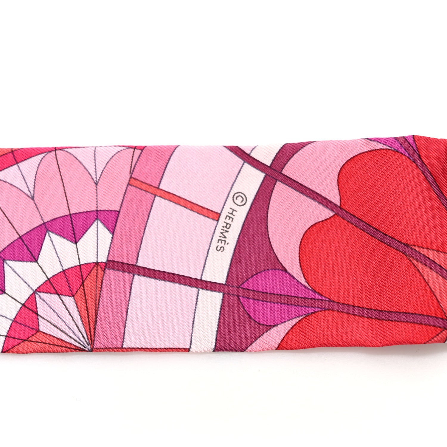 Hermes Silk Rose de Compas Twilly Fuchsia Prune Rouge 3 of 4