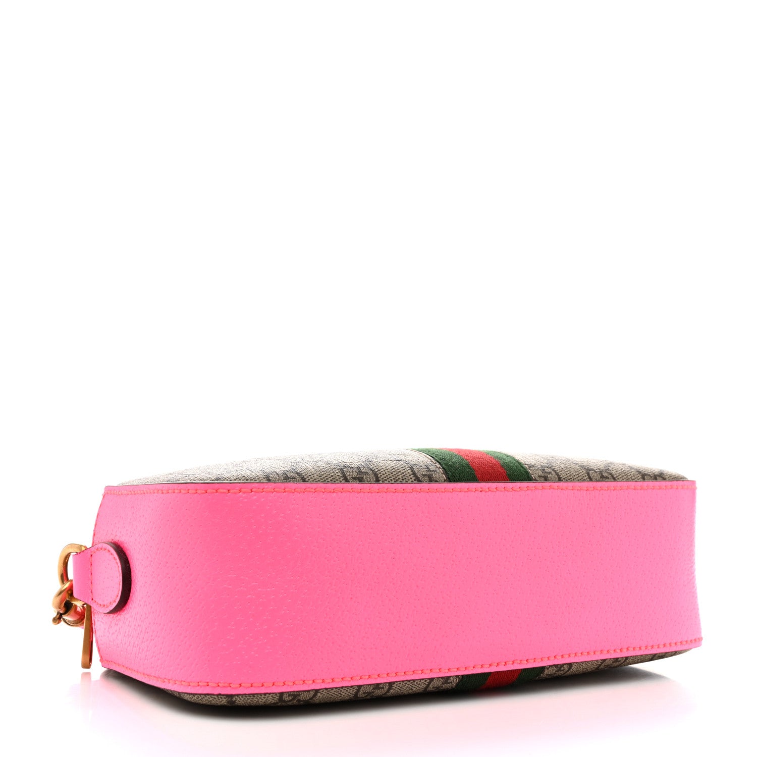Gucci GG Supreme Monogram Textured Dollar Calfskin Web Ophidia Small Crossbody Bag Beige Ebony Fuchsia 4 of 11