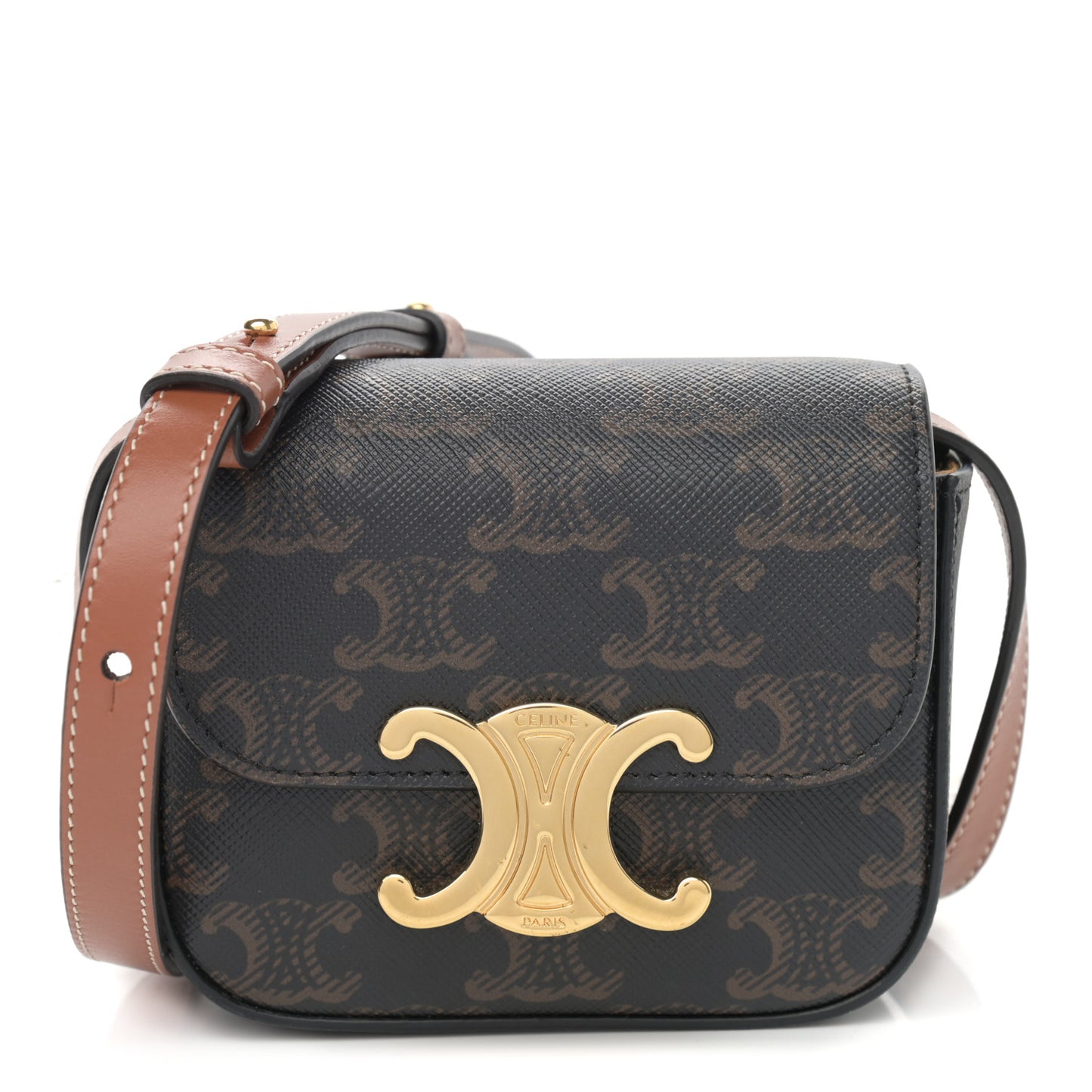 Triomphe Canvas Calfskin Mini Triomphe Tan