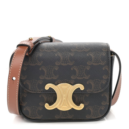 Celine Triomphe Canvas Calfskin Mini Triomphe Tan 1 of 12