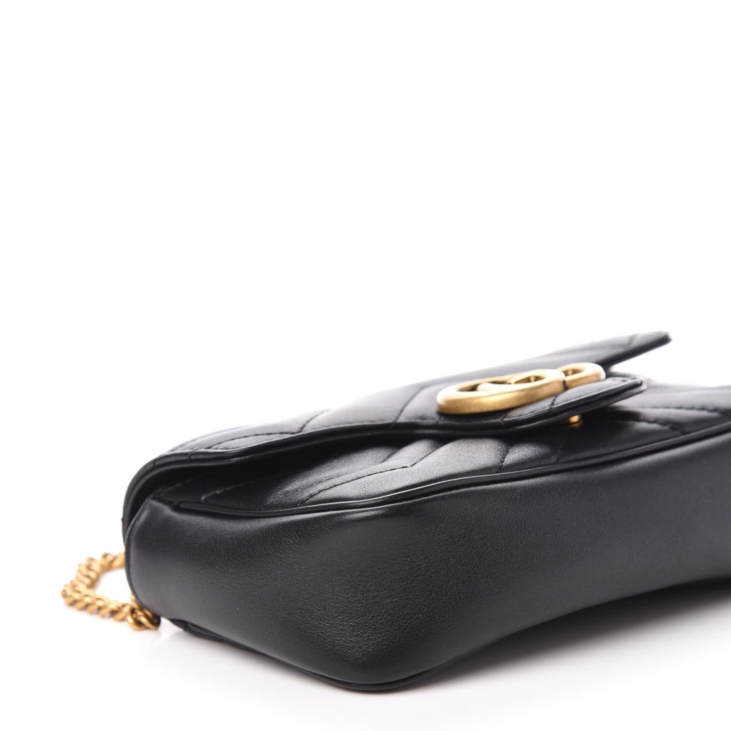 Calfskin Matelasse Super Mini GG Marmont Shoulder Bag Black