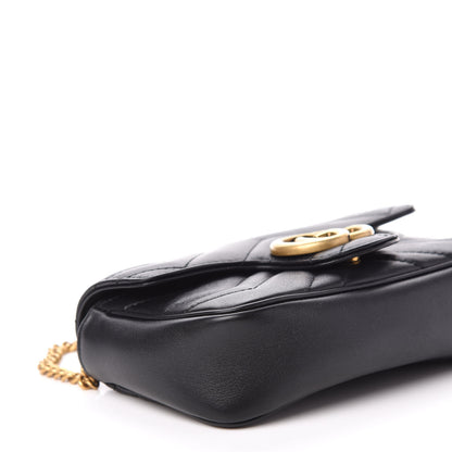 Gucci Calfskin Matelasse Super Mini GG Marmont Shoulder Bag Black 5 of 10