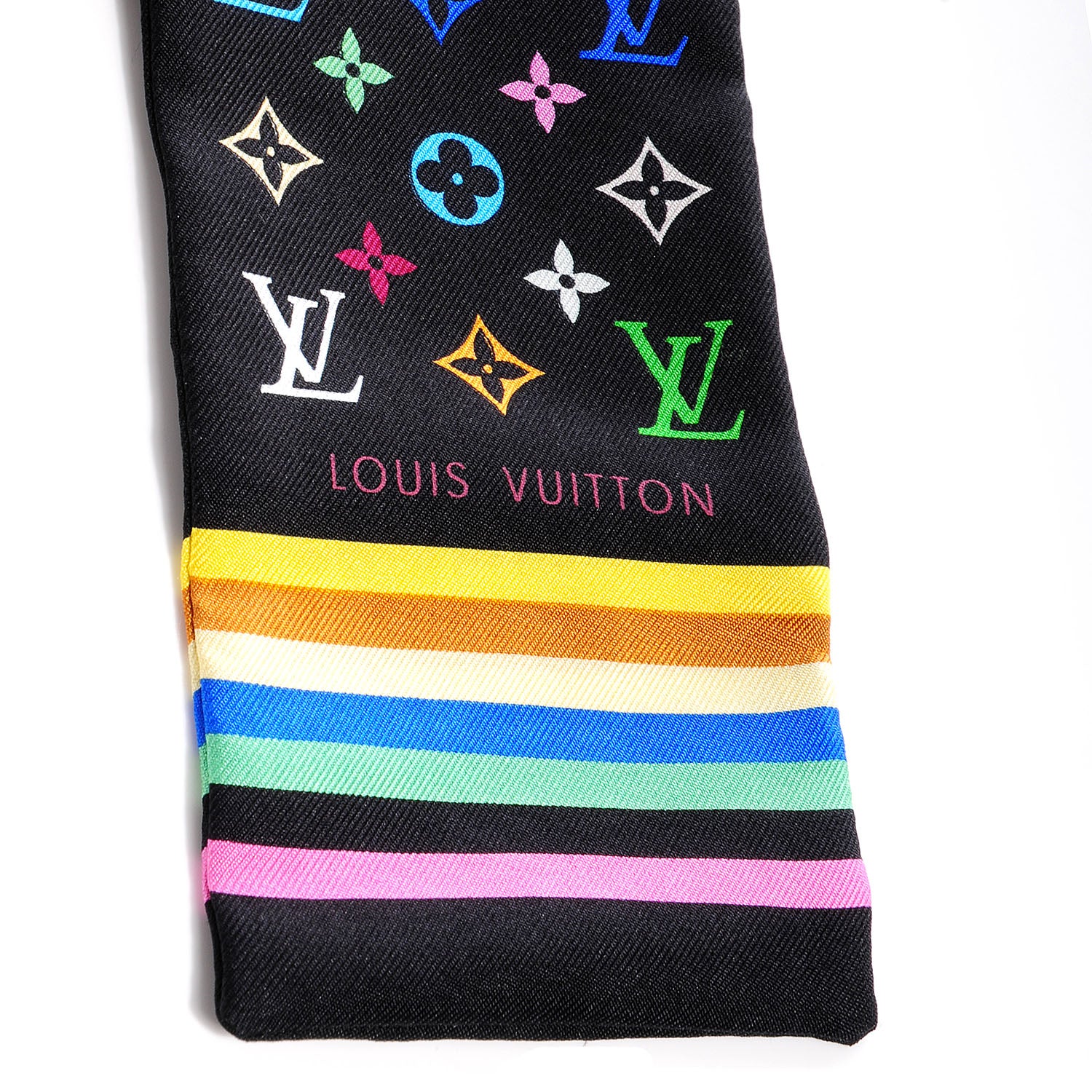 Louis Vuitton Silk Monogram Multicolor Bandeau Black 5 of 6