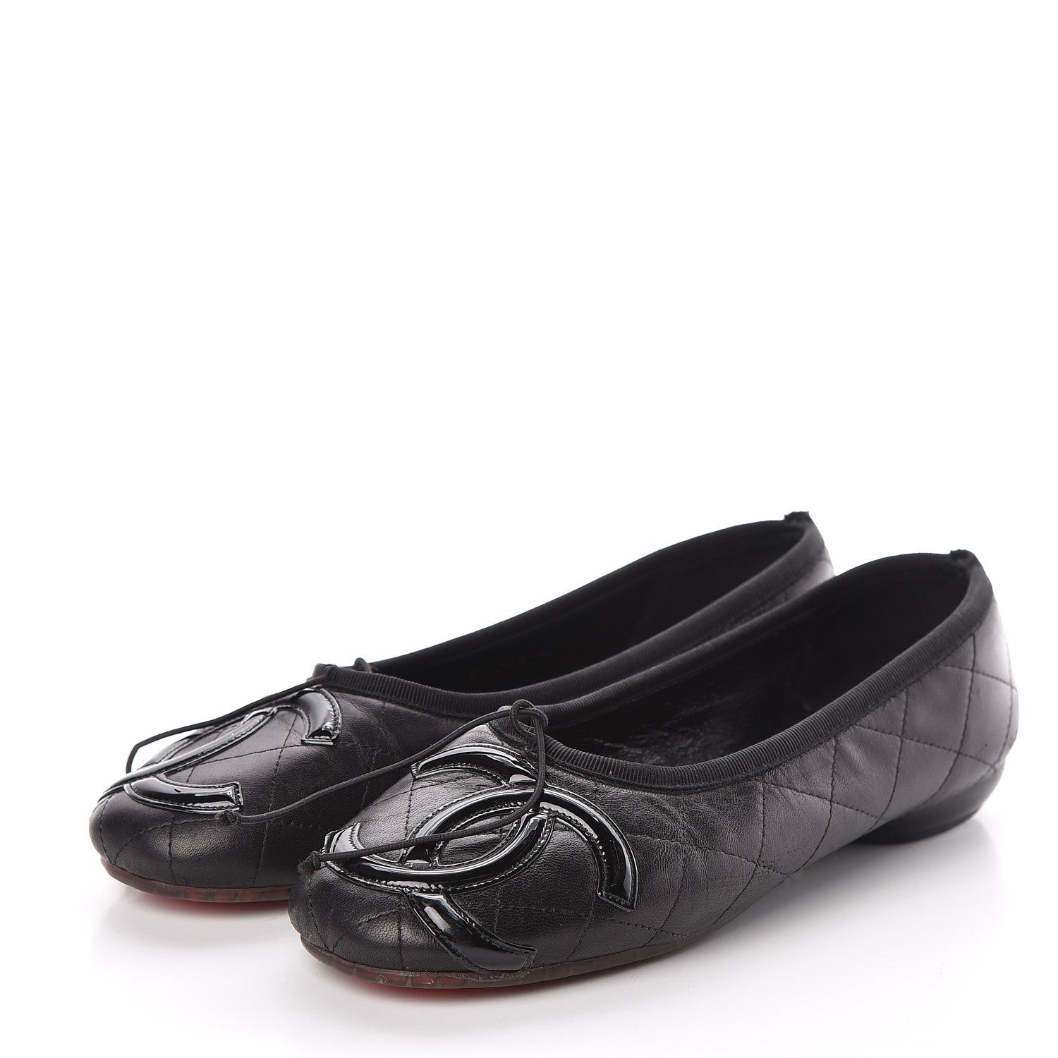 Chanel Lambskin Quilted Cambon Ballerina Flats 40.5 Black 3 of 12