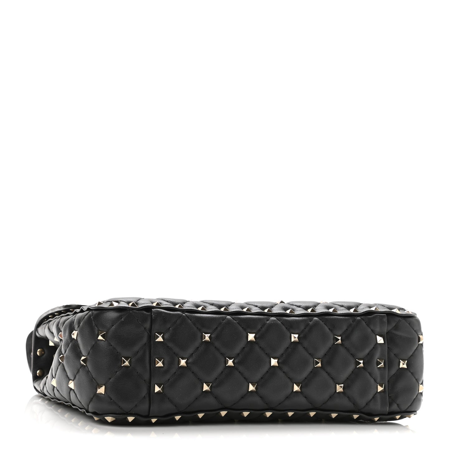 Lambskin VLTN Print Medium Rockstud Spike Shoulder Bag Black