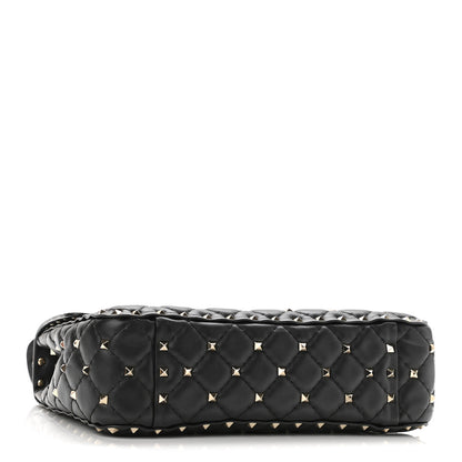 Valentino Garavani Lambskin VLTN Print Medium Rockstud Spike Shoulder Bag Black 4 of 10