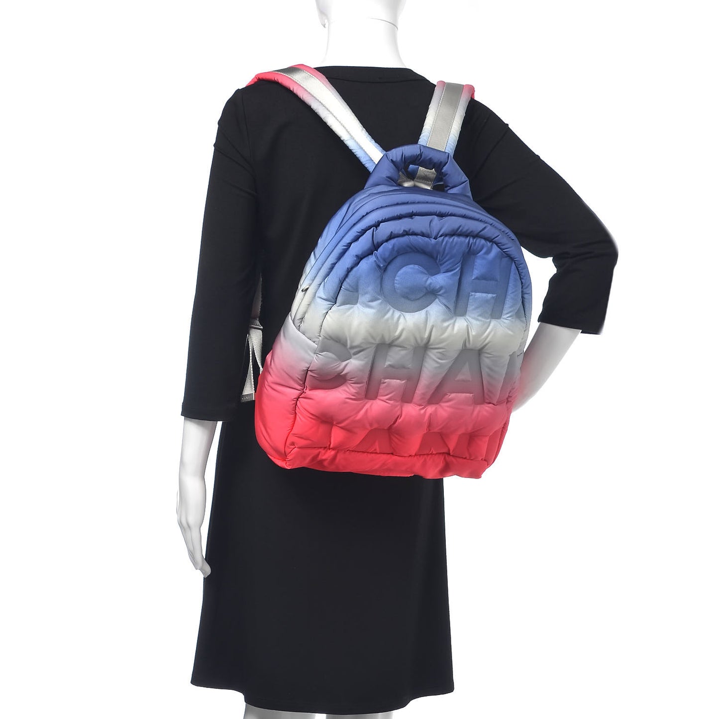 Nylon Embossed Small Doudoune Backpack Pink Blue White