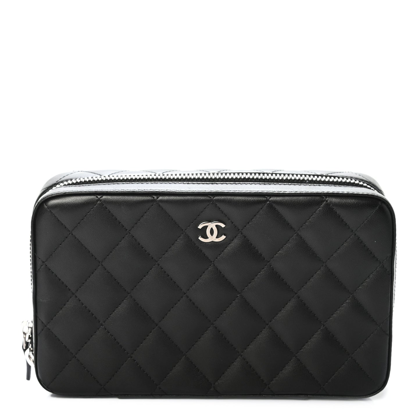 Lambskin Quilted Jewelry Case Black