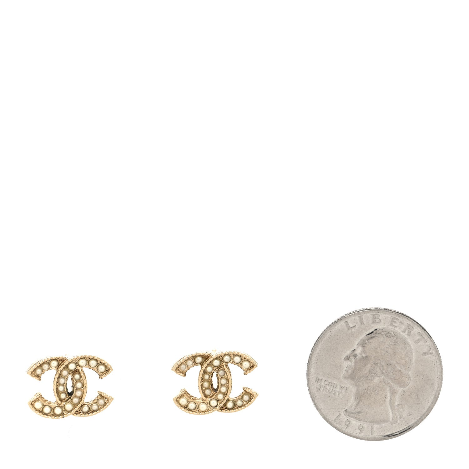 Chanel Pearl CC Earrings Gold 2 of 4