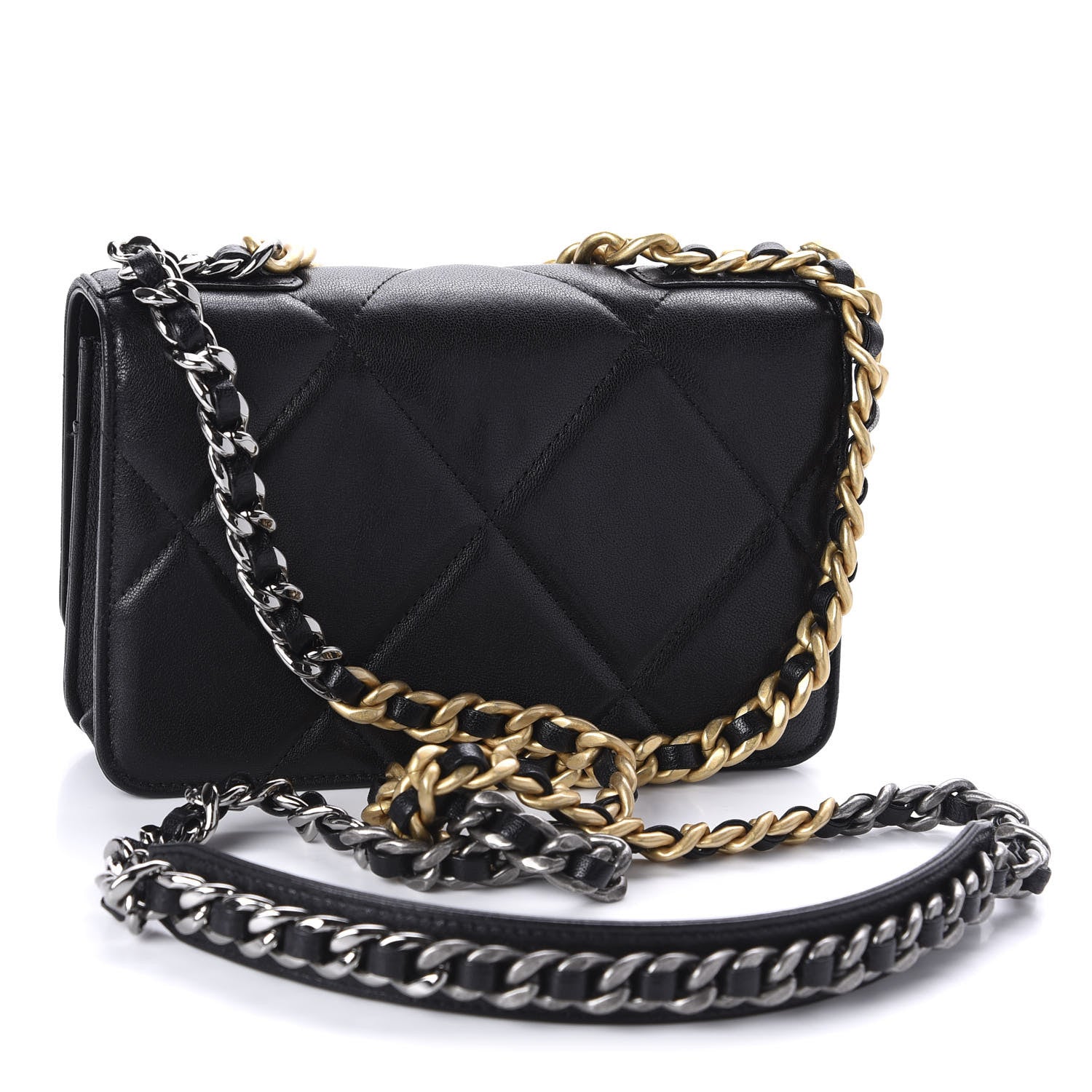 Chanel Goatskin Quilted 19 Wallet On Chain WOC Black 3 of 12